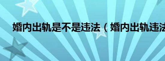 婚内出轨是不是违法（婚内出轨违法吗）