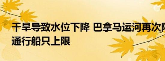 干旱导致水位下降 巴拿马运河再次降低单日通行船只上限