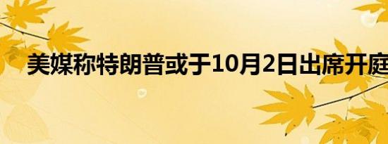 美媒称特朗普或于10月2日出席开庭陈述