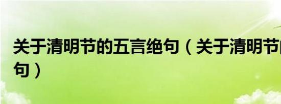 关于清明节的五言绝句（关于清明节的五言绝句）