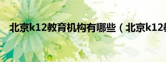 北京k12教育机构有哪些（北京k12教育）