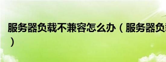 服务器负载不兼容怎么办（服务器负载不兼容）