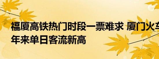 福厦高铁热门时段一票难求 厦门火车站创今年来单日客流新高