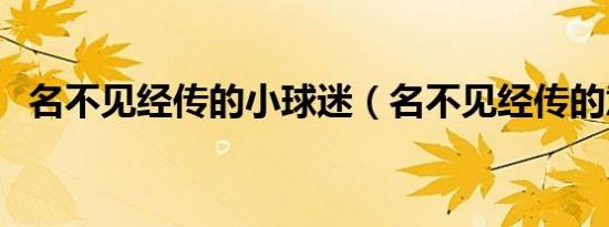 名不见经传的小球迷（名不见经传的意思）