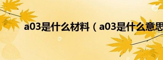 a03是什么材料（a03是什么意思）