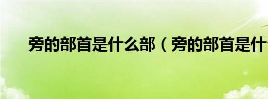 旁的部首是什么部（旁的部首是什么）