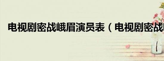 电视剧密战峨眉演员表（电视剧密战峨眉）