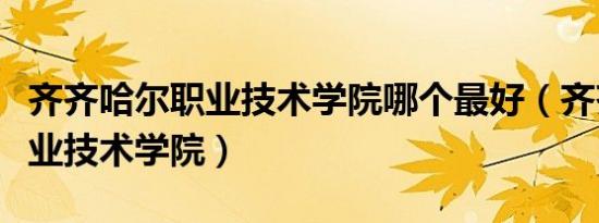 齐齐哈尔职业技术学院哪个最好（齐齐哈尔职业技术学院）