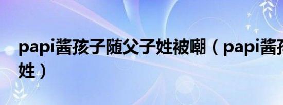 papi酱孩子随父子姓被嘲（papi酱孩子随夫姓）