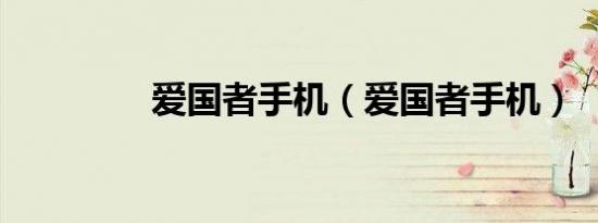 爱国者手机（爱国者手机）