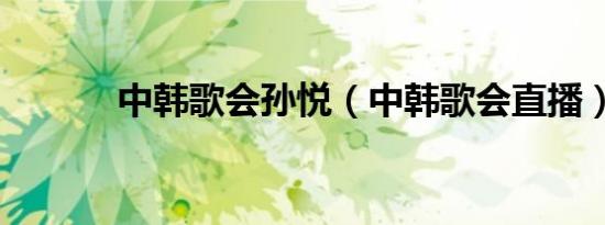 中韩歌会孙悦（中韩歌会直播）