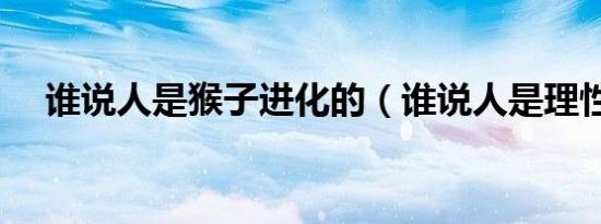 谁说人是猴子进化的（谁说人是理性的）