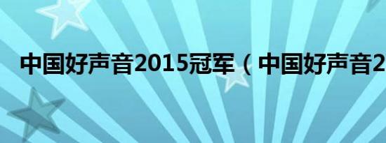 中国好声音2015冠军（中国好声音2015）