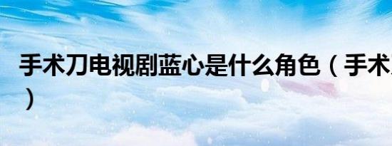 手术刀电视剧蓝心是什么角色（手术刀电视剧）