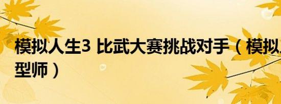 模拟人生3 比武大赛挑战对手（模拟人生3 造型师）