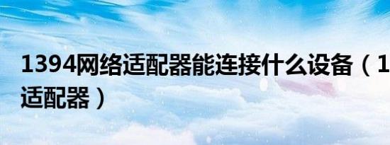 1394网络适配器能连接什么设备（1394网络适配器）