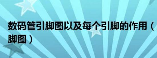 数码管引脚图以及每个引脚的作用（数码管引脚图）