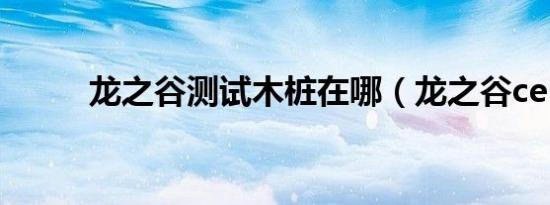 龙之谷测试木桩在哪（龙之谷ce）