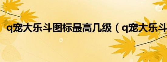 q宠大乐斗图标最高几级（q宠大乐斗图标）