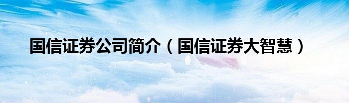 国信证券公司简介（国信证券大智慧）