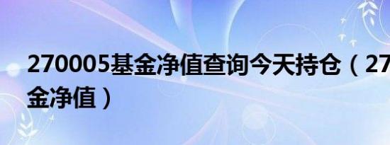 270005基金净值查询今天持仓（270005基金净值）