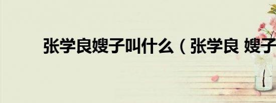 张学良嫂子叫什么（张学良 嫂子）