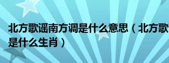 北方歌谣南方调是什么意思（北方歌谣南方调是什么生肖）
