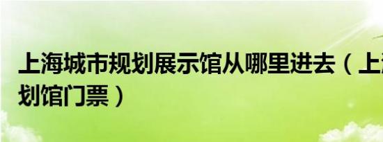 上海城市规划展示馆从哪里进去（上海城市规划馆门票）
