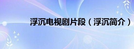 浮沉电视剧片段（浮沉简介）