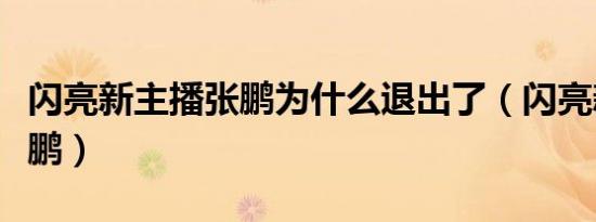 闪亮新主播张鹏为什么退出了（闪亮新主播张鹏）