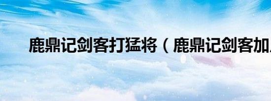 鹿鼎记剑客打猛将（鹿鼎记剑客加点）