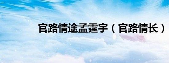 官路情途孟霆宇（官路情长）