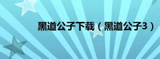 黑道公子下载（黑道公子3）
