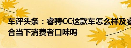 车评头条：睿骋CC这款车怎么样及睿骋CC符合当下消费者口味吗