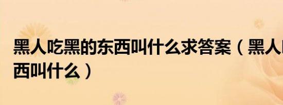 黑人吃黑的东西叫什么求答案（黑人吃黑的东西叫什么）