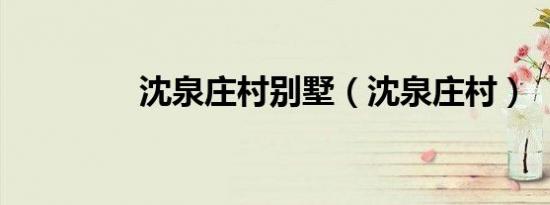 沈泉庄村别墅（沈泉庄村）