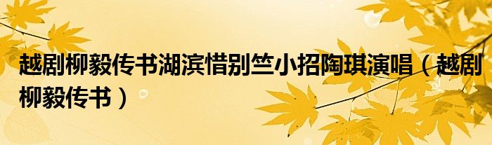 越剧柳毅传书湖滨惜别竺小招陶琪演唱（越剧柳毅传书）