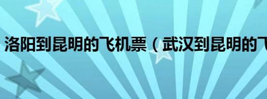 洛阳到昆明的飞机票（武汉到昆明的飞机票）