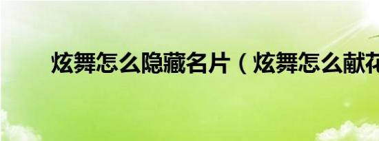 炫舞怎么隐藏名片（炫舞怎么献花）