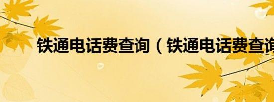 铁通电话费查询（铁通电话费查询）