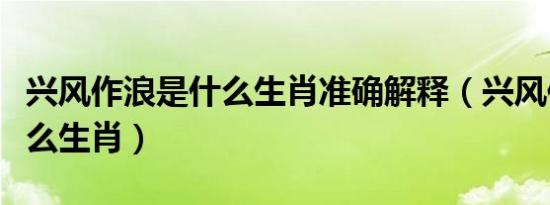 兴风作浪是什么生肖准确解释（兴风作浪是什么生肖）