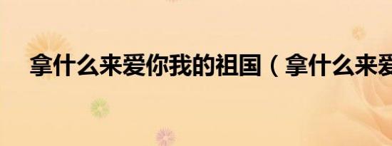 拿什么来爱你我的祖国（拿什么来爱你）