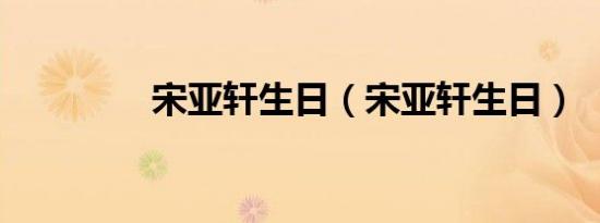 宋亚轩生日（宋亚轩生日）