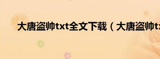 大唐盗帅txt全文下载（大唐盗帅txt）