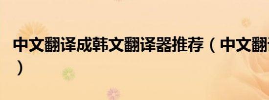 中文翻译成韩文翻译器推荐（中文翻译成韩文）