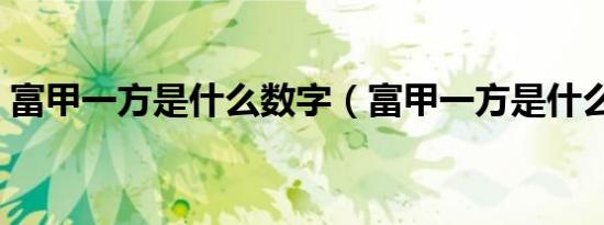 富甲一方是什么数字（富甲一方是什么生肖）