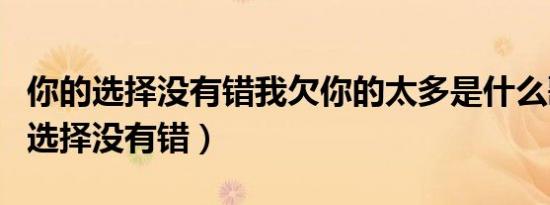 你的选择没有错我欠你的太多是什么歌（你的选择没有错）