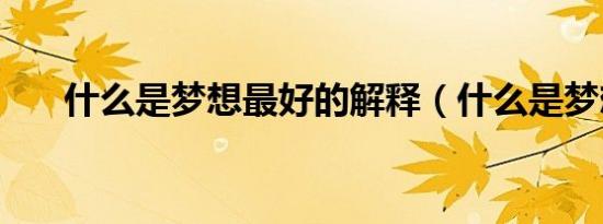 什么是梦想最好的解释（什么是梦想）