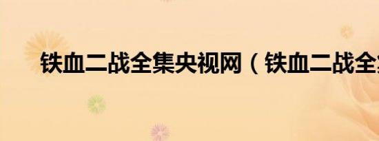 铁血二战全集央视网（铁血二战全集）