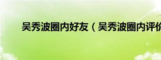 吴秀波圈内好友（吴秀波圈内评价）